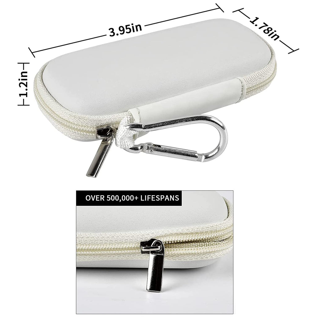 White for KardiaMobile travel case dimensions with carabiner and durable zipper