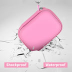 Open pink for Crucial X9 and X10 portable SSD case with mesh cable pocket and elastic strap; case only