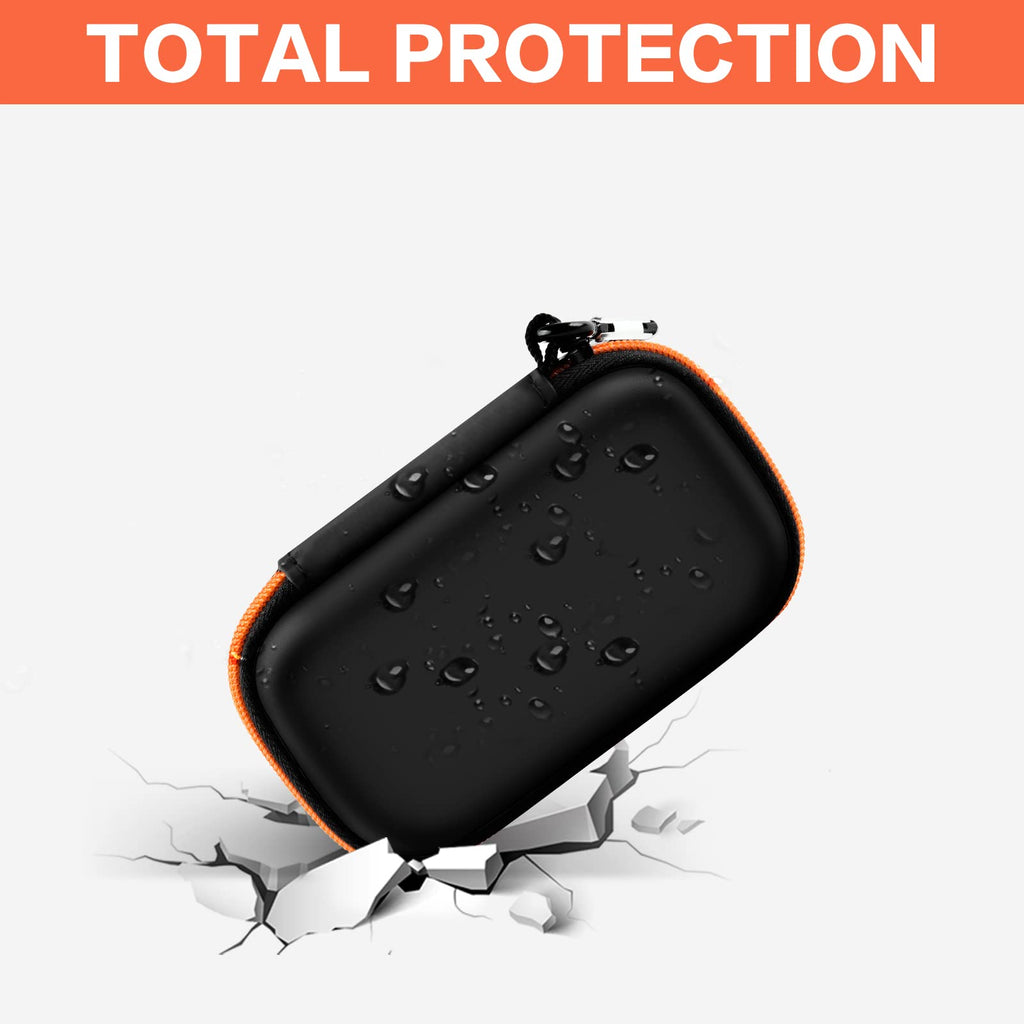 Black and orange for SanDisk SSD case demonstrating total impact and water-resistant protection