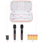 Open white and orange for JBL PartyBox wireless microphone case with dual mic and battery storage