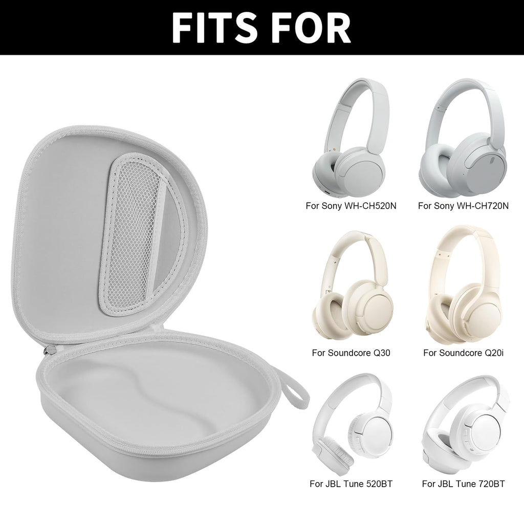 Open light gray headphone case shown with compatible for Sony and for JBL over-ear headphones