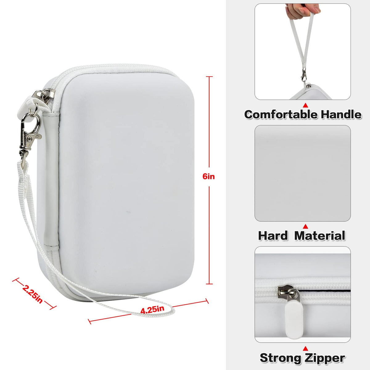 White label maker case dimensions with handle, strong zipper, and hard protective shell