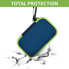Navy and green for SanDisk SSD case demonstrating total impact and water-resistant protection