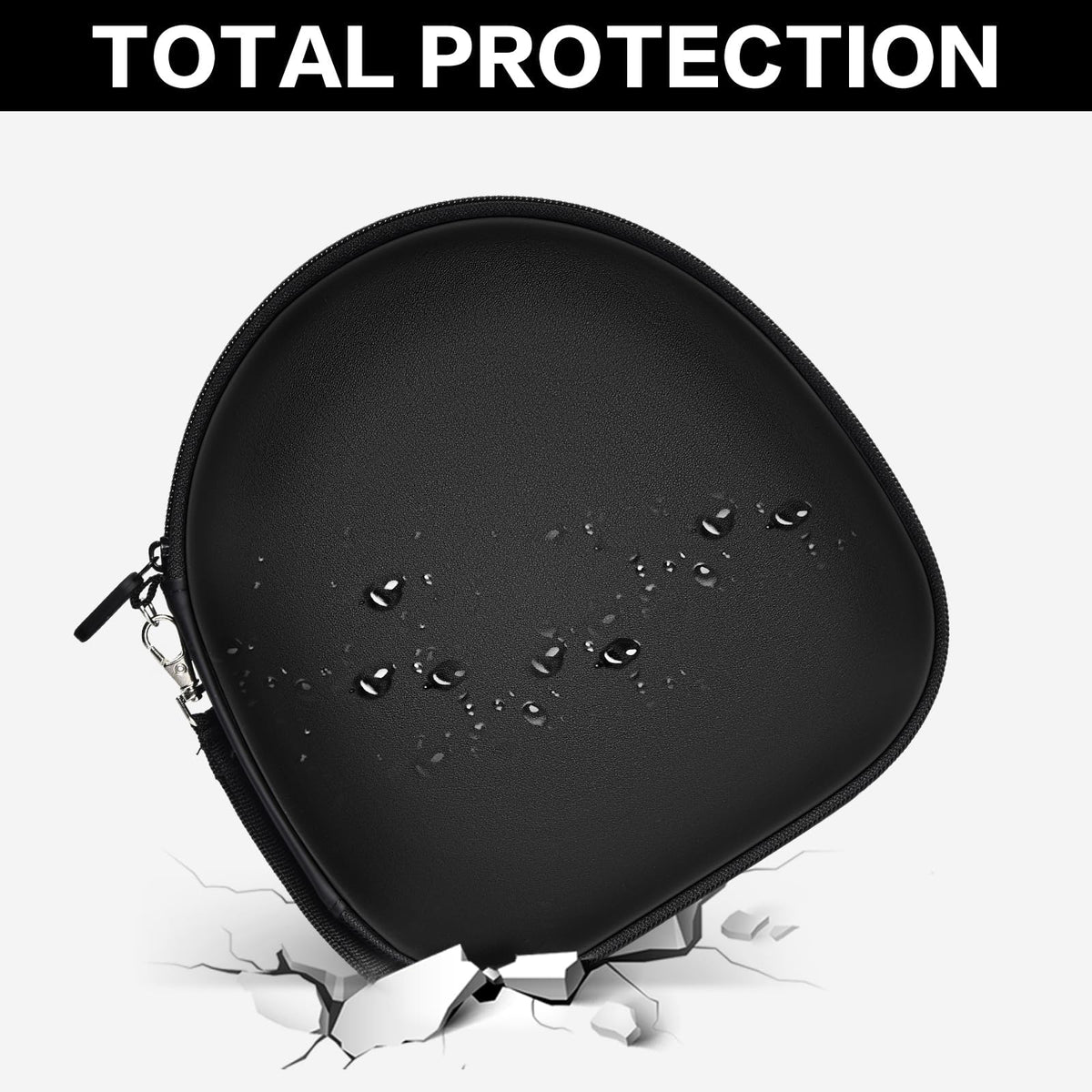 Black headphone case demonstrating impact-resistant total protection