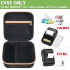 Open black and tan for NIIMBOT B21 and B1 label maker case with mesh pocket and divided interior; case only