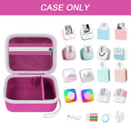 Open magenta mini label printer case shown with compatible for Memoking and for Phomemo printers; case only