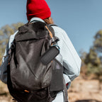 Black for KardiaMobile case clipped to a hiking backpack