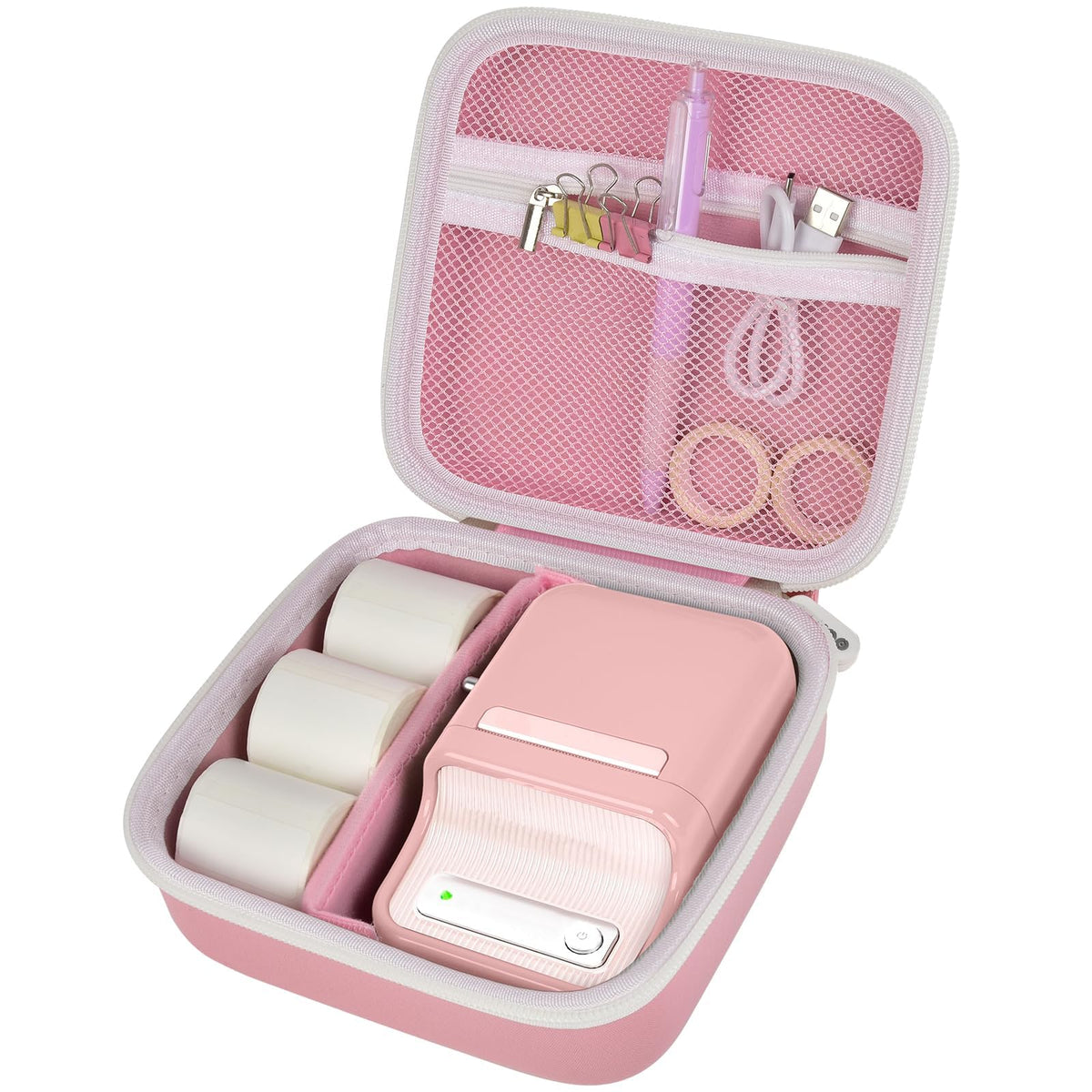 for NIIMBOT B21 Label Maker Travel Case | ALKOO – Pink – protective case product view
