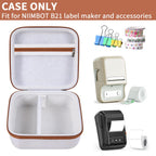 Open white and tan for NIIMBOT B21 and B1 label maker case with mesh pocket and divided interior; case only