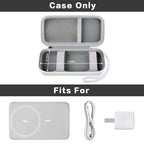 Open white for MagSafe power bank case with mesh pocket and elastic retaining straps; case only