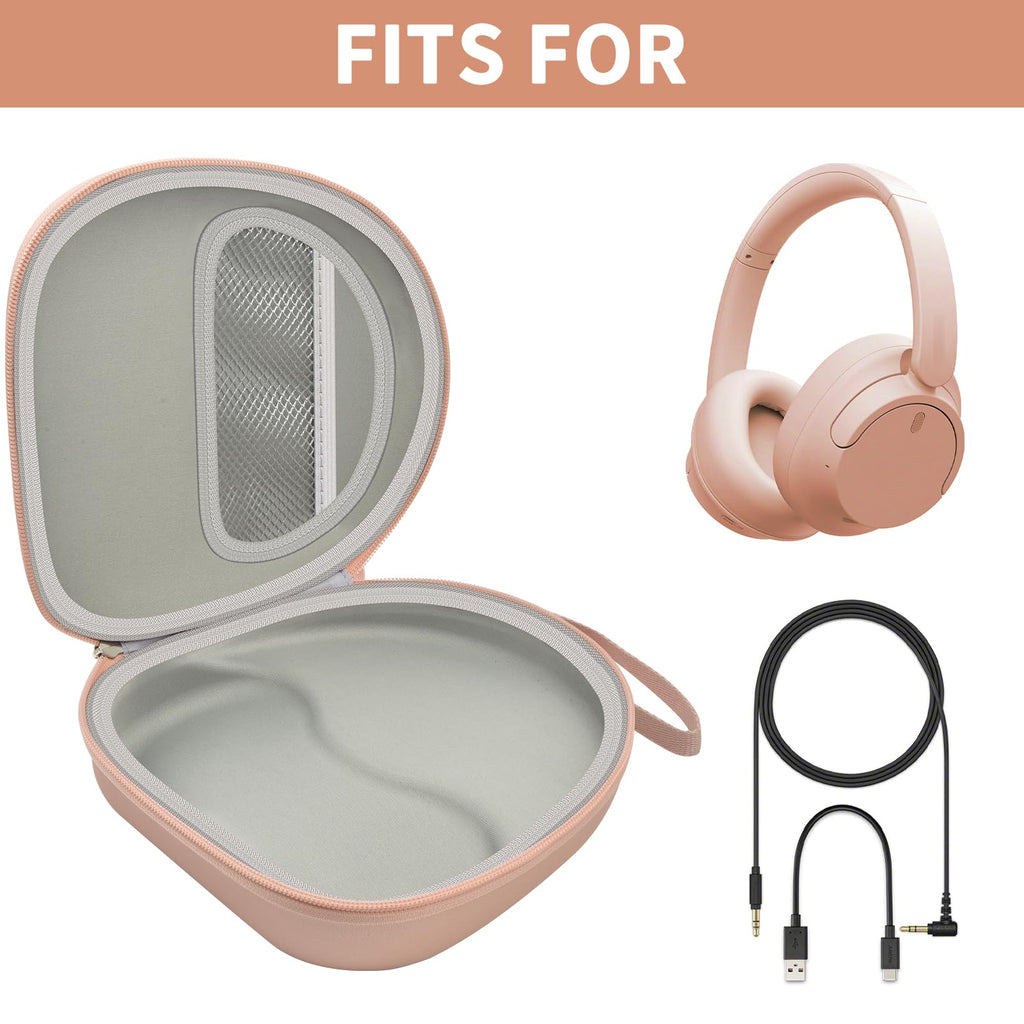 Open rose gold headphone case shown with compatible for Sony and for JBL over-ear headphones