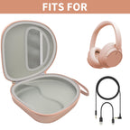 Open rose gold headphone case shown with compatible for Sony and for JBL over-ear headphones
