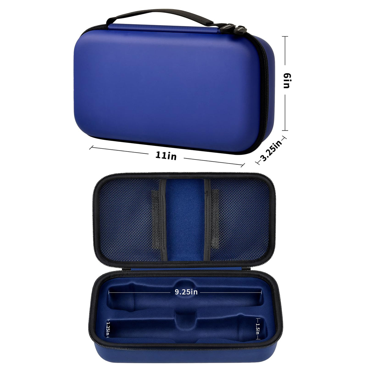 Navy for JBL wireless microphone case dimensions with dual storage layout
