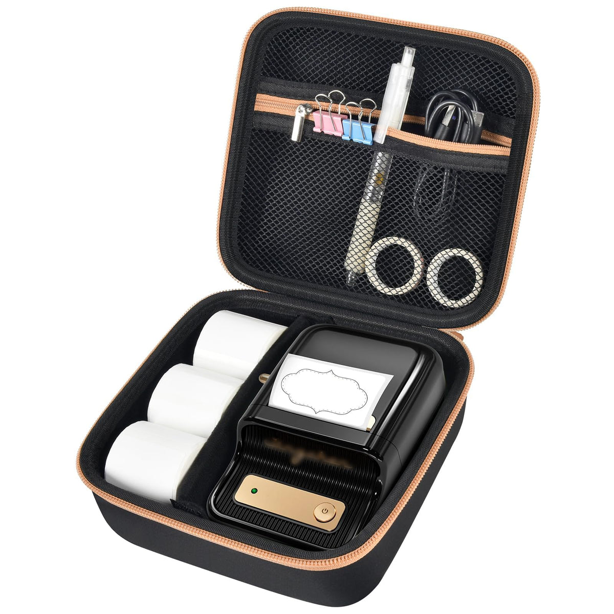 for NIIMBOT B21 Label Maker Travel Case | ALKOO – Black – protective case product view