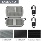 Open gray for Samsung T7 and T9 portable SSD case with mesh pocket and elastic straps; case only