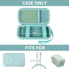 Open mint green for MagSafe power bank case with mesh pocket and elastic retaining straps; case only