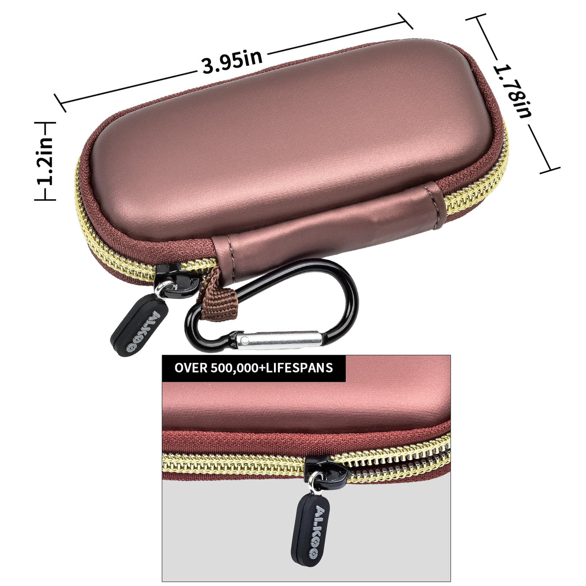 Rose gold for KardiaMobile travel case dimensions with carabiner and durable zipper