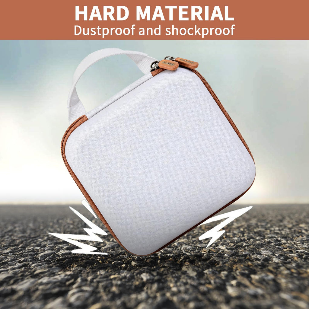 White and tan for NIIMBOT printer case demonstrating dustproof and shockproof hard-shell protection