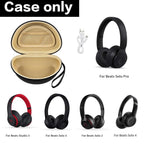 Open beige and black foldable headphone case shown with compatible for Beats Solo and Studio headphones; case only