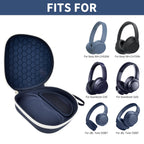 Open navy blue headphone case shown with compatible for Sony and for JBL over-ear headphones