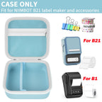 Open light blue for NIIMBOT B21 and B1 label maker case with mesh pocket and divided interior; case only
