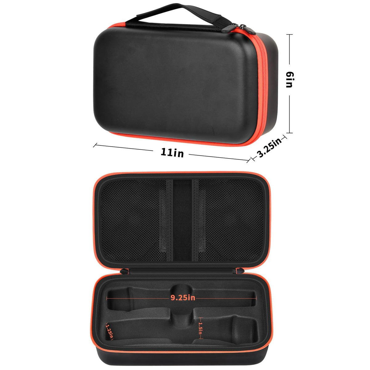 Black and orange for JBL wireless microphone case dimensions with dual storage layout