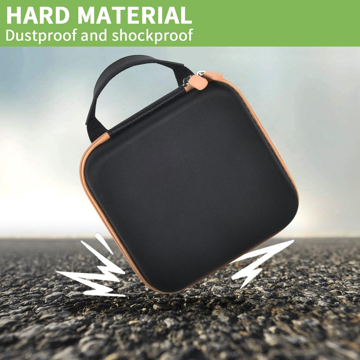 Black and tan for NIIMBOT printer case demonstrating dustproof and shockproof hard-shell protection