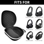 Open black headphone case shown with compatible for Sony and for JBL over-ear headphones