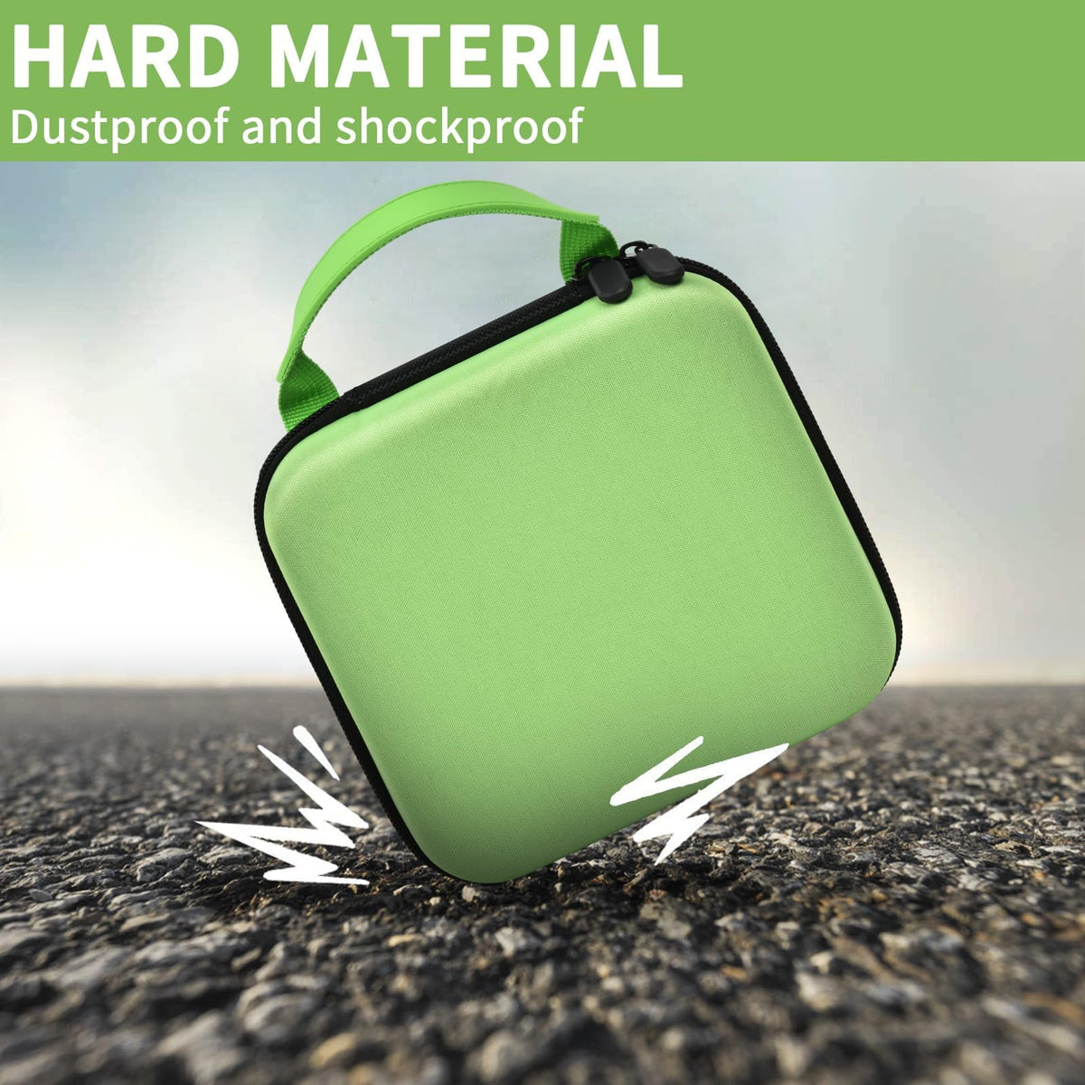 Bright green for NIIMBOT printer case demonstrating dustproof and shockproof hard-shell protection