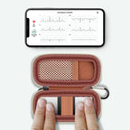 for KardiaMobile 6L device used inside the open rose gold travel case without removal
