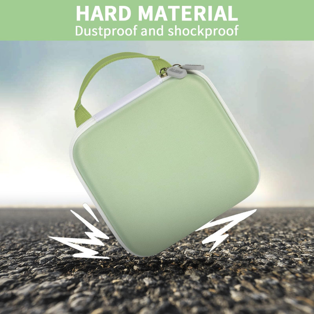 Light green for NIIMBOT printer case demonstrating dustproof and shockproof hard-shell protection