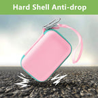 Pink and mint green hard-shell for JBL Go speaker case demonstrating anti-drop protection