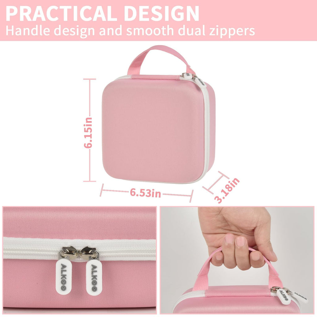 Pink for NIIMBOT label maker case dimensions with handle and dual zippers