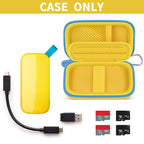Open yellow and blue for SanDisk SSD case with cable and memory cards; case only