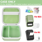 Open light green for NIIMBOT B21 and B1 label maker case with mesh pocket and divided interior; case only
