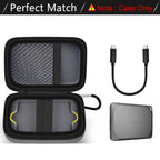 Open gray for Crucial X9 and X10 portable SSD case with mesh cable pocket and elastic strap; case only