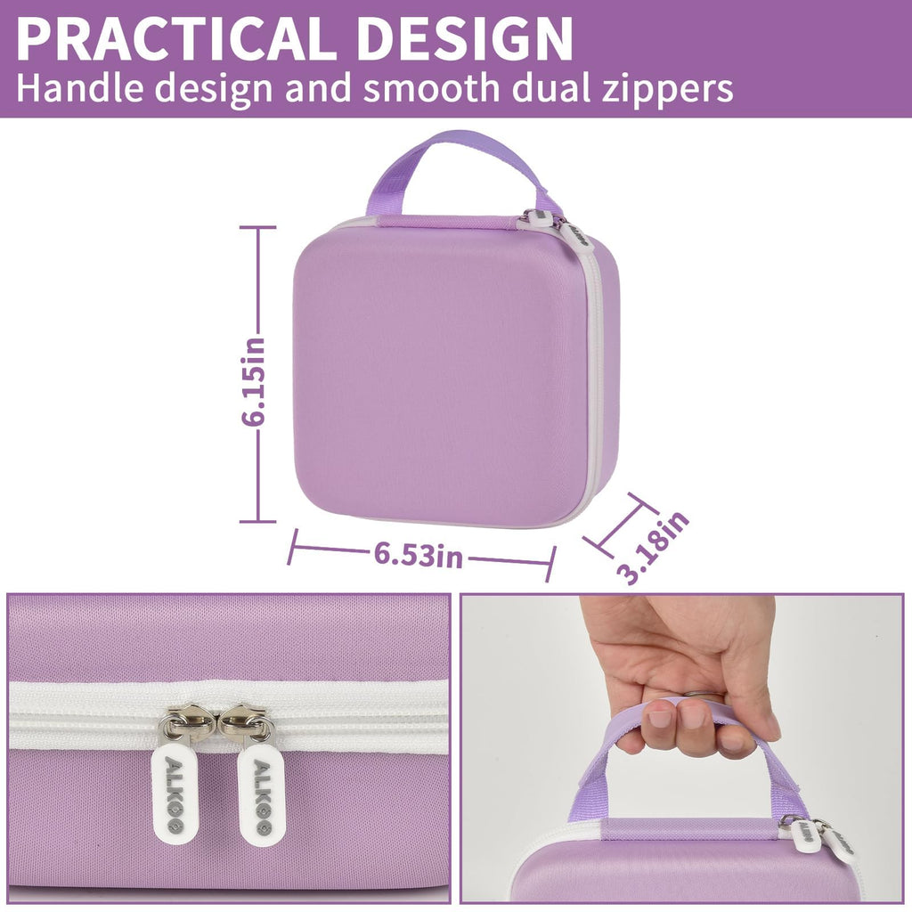 Purple for NIIMBOT label maker case dimensions with handle and dual zippers