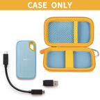 Open blue and yellow for SanDisk SSD case with cable and memory cards; case only