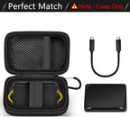 Open black for Crucial X9 and X10 portable SSD case with mesh cable pocket and elastic strap; case only