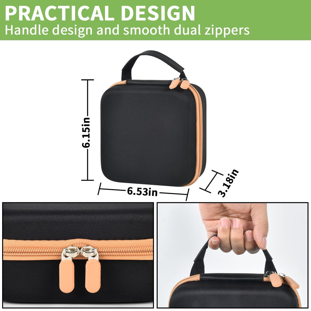 Black and tan for NIIMBOT label maker case dimensions with handle and dual zippers