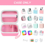 Open pink mini label printer case shown with compatible for Memoking and for Phomemo printers; case only