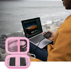 Pink for Crucial SSD case demonstrating shockproof and water-resistant protection