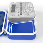 for P-touch label maker fitted inside the blue and white carrying case