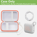 Open white and orange for JBL Go speaker case with mesh cable pocket and elastic retaining strap; case only