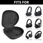 Open black headphone case shown with compatible for Sony and for JBL over-ear headphones