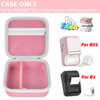 Open pink for NIIMBOT B21 and B1 label maker case with mesh pocket and divided interior; case only