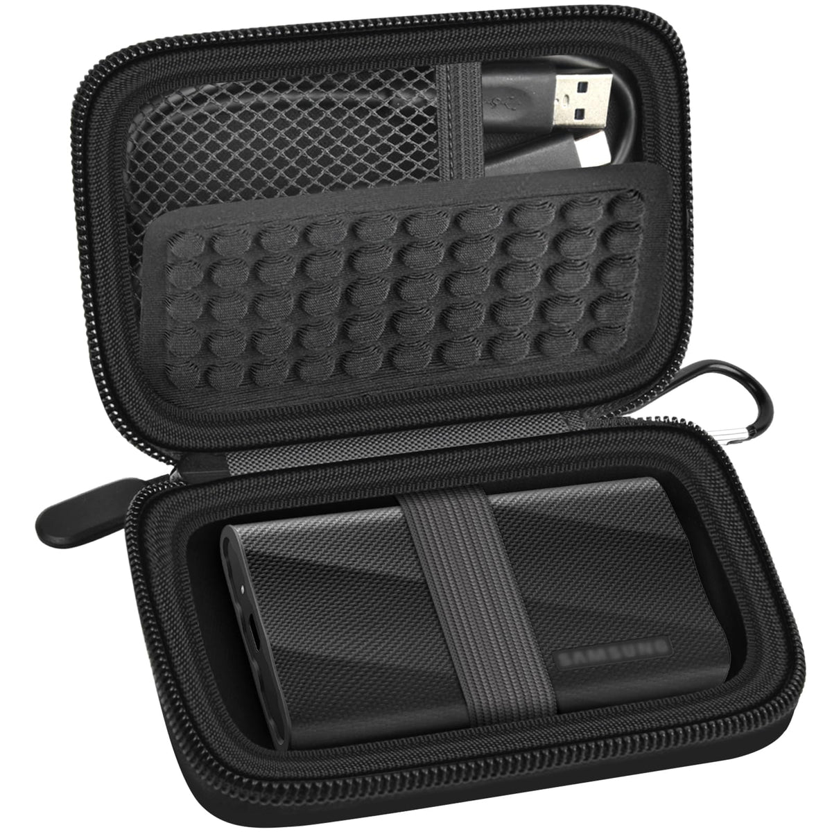 for Samsung T9 & T7 Portable SSD Case | ALKOO – Black – protective case product view