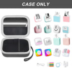 Open black mini label printer case shown with compatible for Memoking and for Phomemo printers; case only