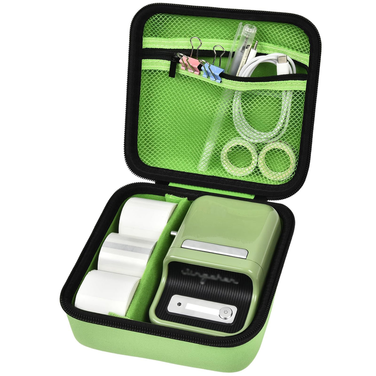 for NIIMBOT B21 Label Maker Travel Case | ALKOO – Green – protective case product view
