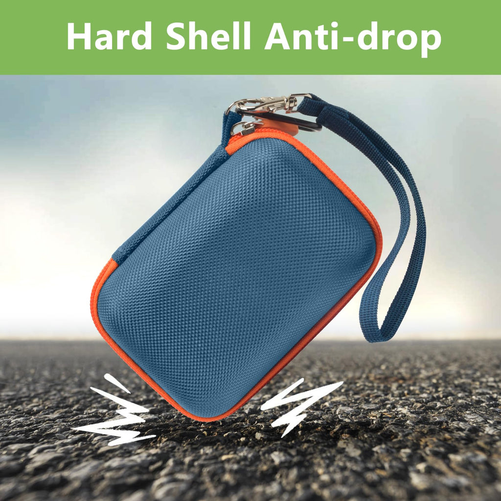 Blue and orange hard-shell for JBL Go speaker case demonstrating anti-drop protection